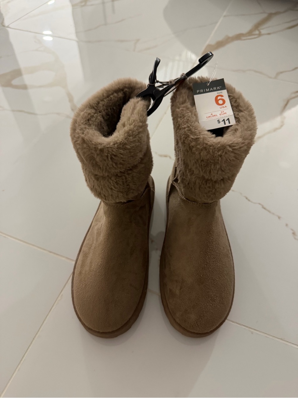 Primark Women's Brown Faux-Fur Lined Winter Boots